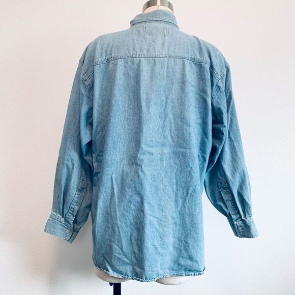 Vintage 90s Artistic Styles Western Lace Denim Shirt Button Down Large - Picture 3 of 9
